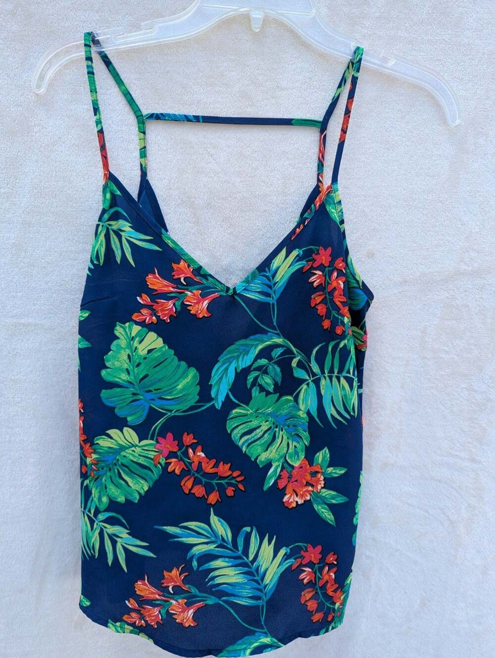 TIMING Women's Tropical Floral Print Spaghetti Strap V-Neck Cami Tank Top